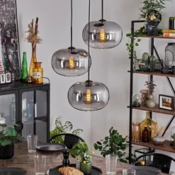 Suspension - Verre Apedo Clair, Fumé, 3 lumières