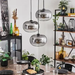 Suspension - Verre Apedo Clair, Fumé, 3 lumières
