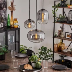 Suspension - Verre Apedo Clair, Fumé, 3 lumières