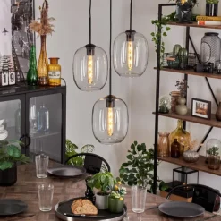 Suspension - Verre Apedo Clair, 3 lumières