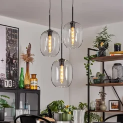 Suspension - Verre Apedo Clair, 3 lumières