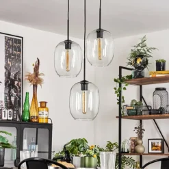 Suspension - Verre Apedo Clair, 3 lumières