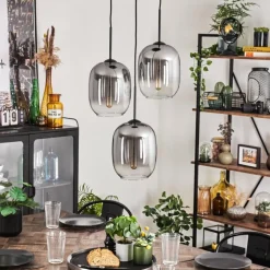 Suspension - Verre Apedo Clair, Fumé, 3 lumières