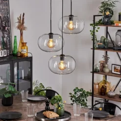 Suspension - Verre Apedo Clair, 3 lumières