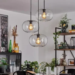 Suspension - Verre Apedo Clair, 3 lumières