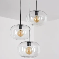 Suspension - Verre Apedo Clair, 3 lumières