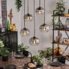Suspension - Verre Apedo Clair, Fumé, 5 lumières