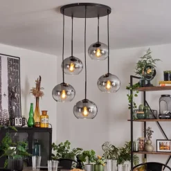 Suspension - Verre Apedo Clair, Fumé, 5 lumières