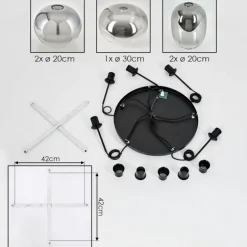Suspension - Verre Apedo Clair, Fumé, 5 lumières
