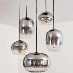 Suspension - Verre Apedo Clair, Fumé, 5 lumières