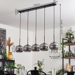Suspension - Verre Apedo Fumé, 5 lumières