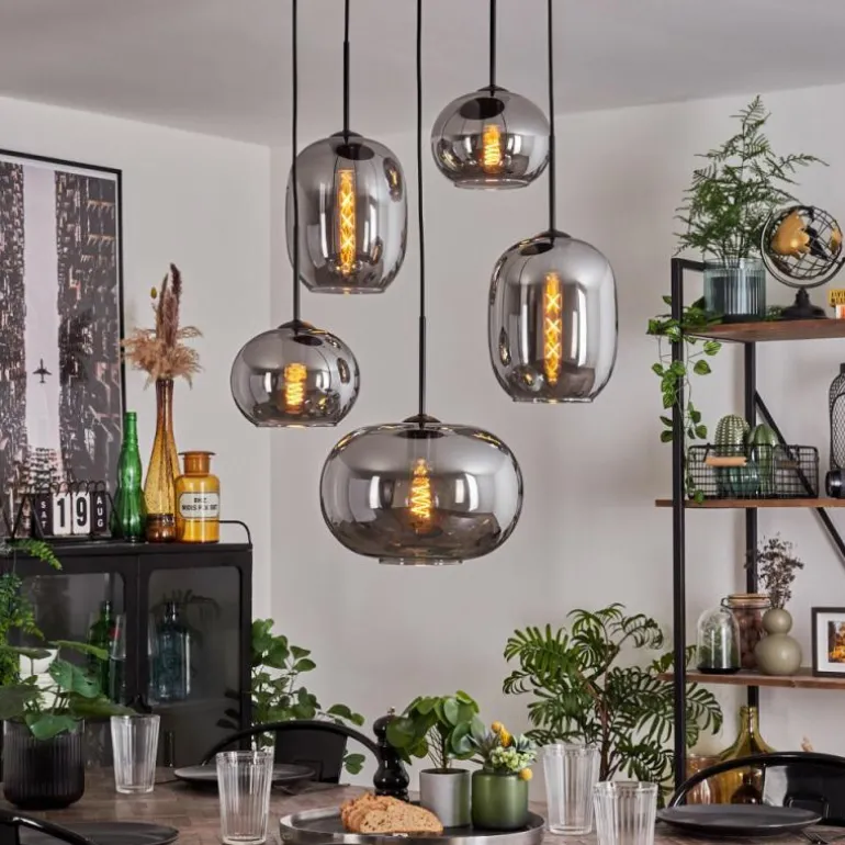 Suspension - Verre Apedo Fumé, 5 lumières