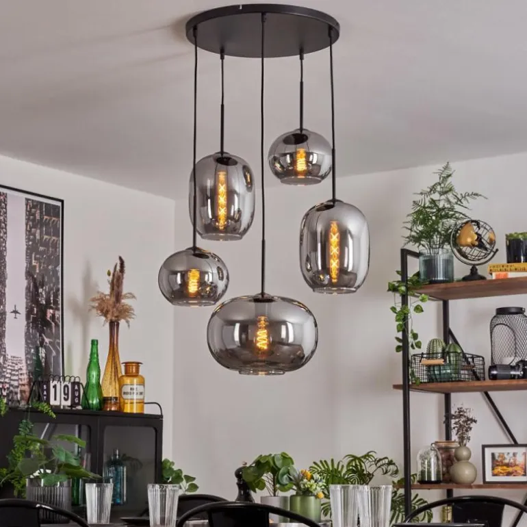Suspension - Verre Apedo Fumé, 5 lumières