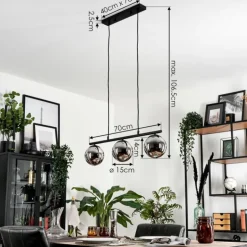 Suspension - Verre Gastor Chrome, Fumé, 3 lumières