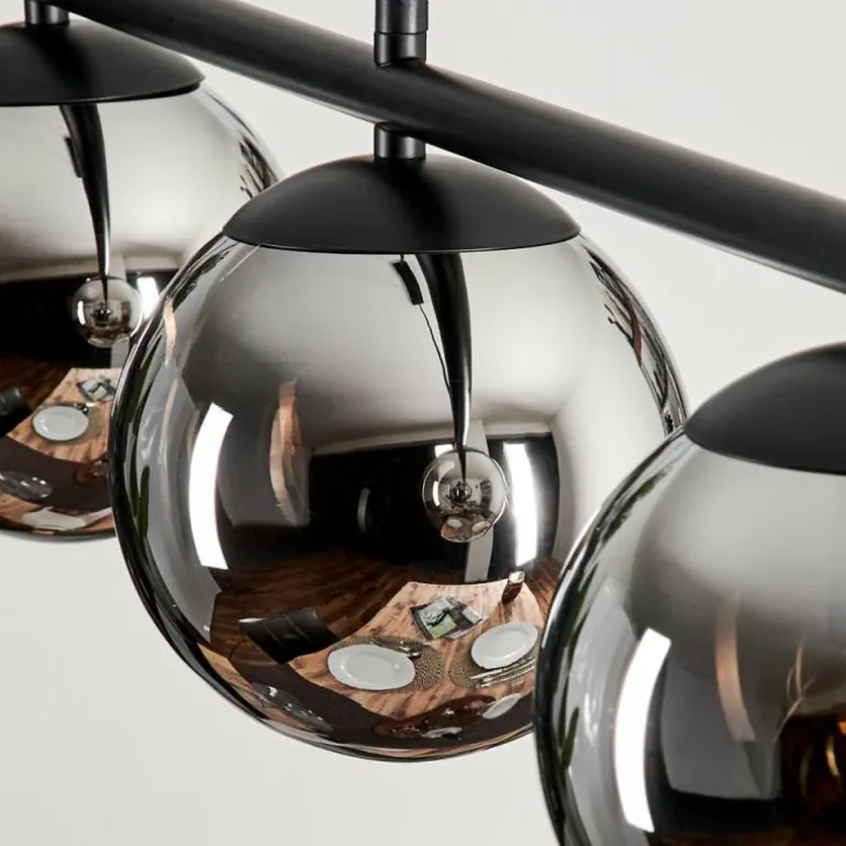 Suspension - Verre Gastor Chrome, Fumé, 4 lumières