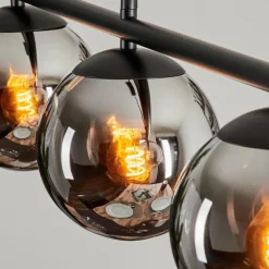 Suspension - Verre Gastor Chrome, Fumé, 4 lumières