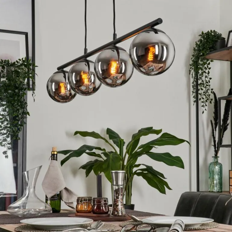 Suspension - Verre Gastor Chrome, Fumé, 4 lumières