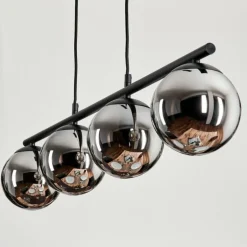 Suspension - Verre Gastor Chrome, Fumé, 4 lumières