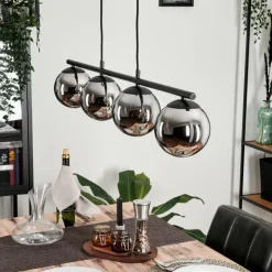 Suspension - Verre Gastor Chrome, Fumé, 4 lumières