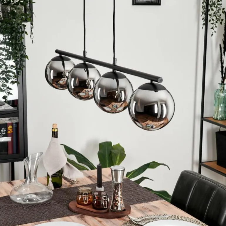 Suspension - Verre Gastor Chrome, Fumé, 4 lumières