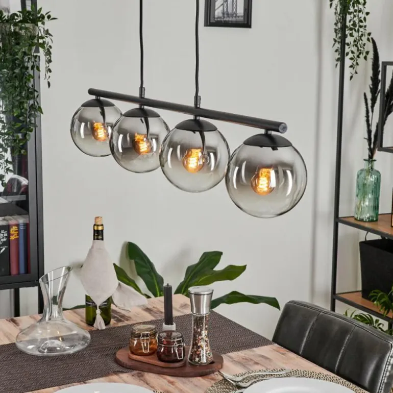 Suspension - Verre Gastor Chrome, Clair, Fumé, 4 lumières