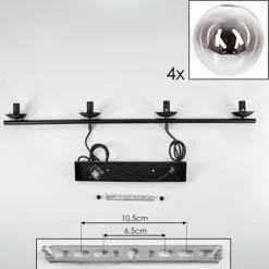 Suspension - Verre Gastor Chrome, Clair, Fumé, 4 lumières