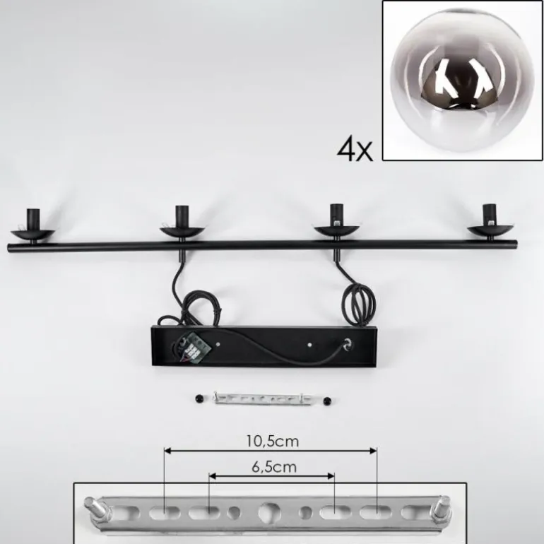 Suspension - Verre Gastor Chrome, Clair, Fumé, 4 lumières
