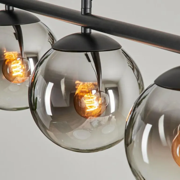 Suspension - Verre Gastor Chrome, Clair, Fumé, 4 lumières