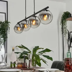 Suspension - Verre Gastor Chrome, Clair, Fumé, 4 lumières
