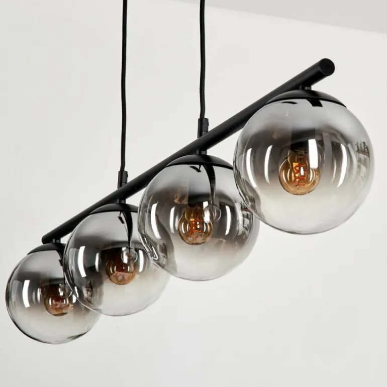 Suspension - Verre Gastor Chrome, Clair, Fumé, 4 lumières