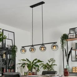Suspension - Verre Gastor Chrome, Clair, Fumé, 4 lumières