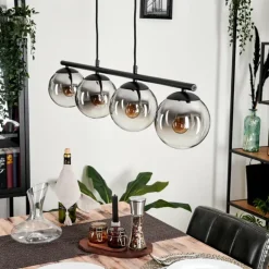 Suspension - Verre Gastor Chrome, Clair, Fumé, 4 lumières
