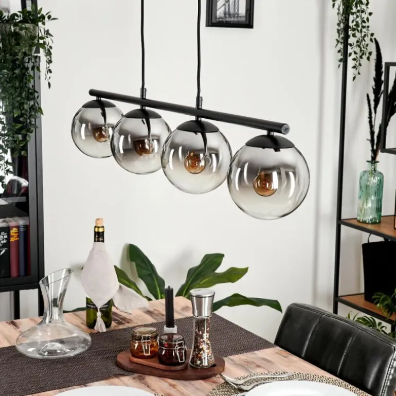 Suspension - Verre Gastor Chrome, Clair, Fumé, 4 lumières
