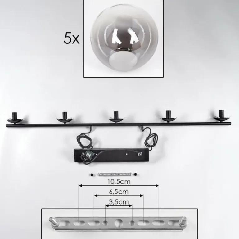 Suspension - Verre Gastor Clair, Fumé, 5 lumières