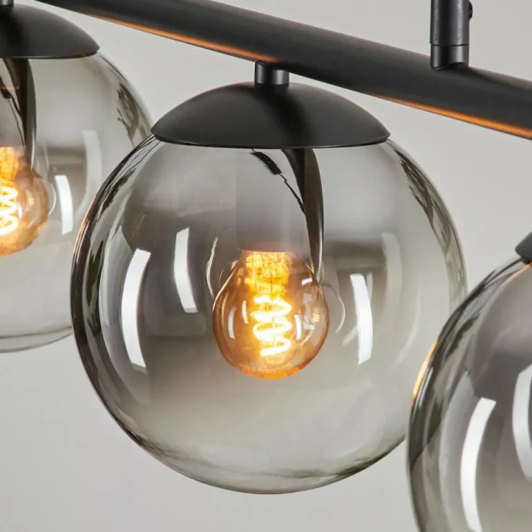 Suspension - Verre Gastor Clair, Fumé, 5 lumières