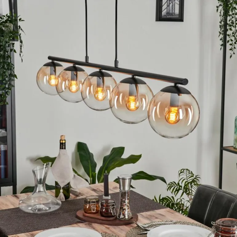 Suspension - Verre Gastor Ambre, Clair, 5 lumières