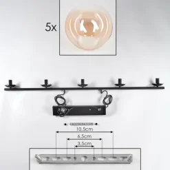 Suspension - Verre Gastor Ambre, Clair, 5 lumières