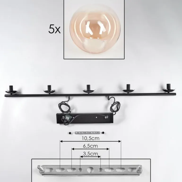 Suspension - Verre Gastor Ambre, Clair, 5 lumières