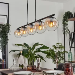 Suspension - Verre Gastor Ambre, Clair, 5 lumières