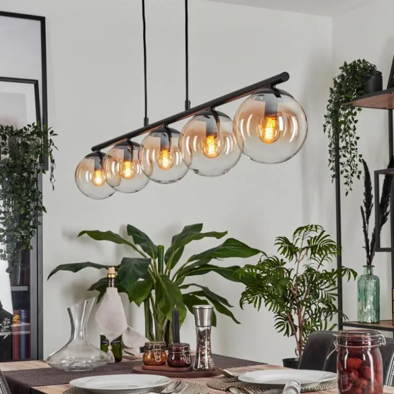 Suspension - Verre Gastor Ambre, Clair, 5 lumières