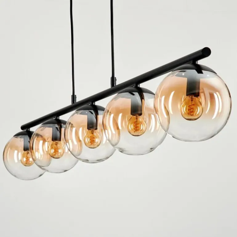 Suspension - Verre Gastor Ambre, Clair, 5 lumières