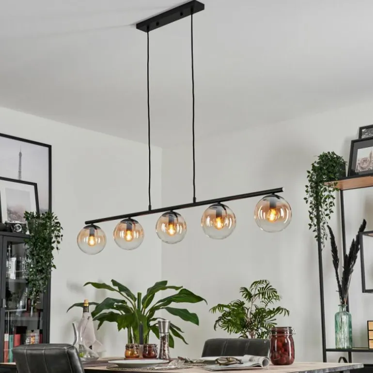 Suspension - Verre Gastor Ambre, Clair, 5 lumières