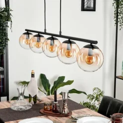 Suspension - Verre Gastor Ambre, Clair, 5 lumières