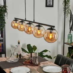 Suspension - Verre Gastor Ambre, 5 lumières