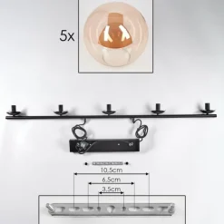 Suspension - Verre Gastor Ambre, 5 lumières