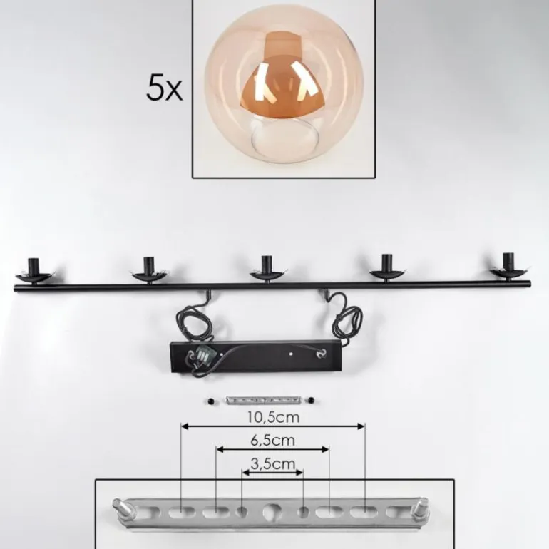 Suspension - Verre Gastor Ambre, 5 lumières