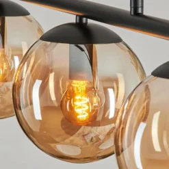 Suspension - Verre Gastor Ambre, 5 lumières