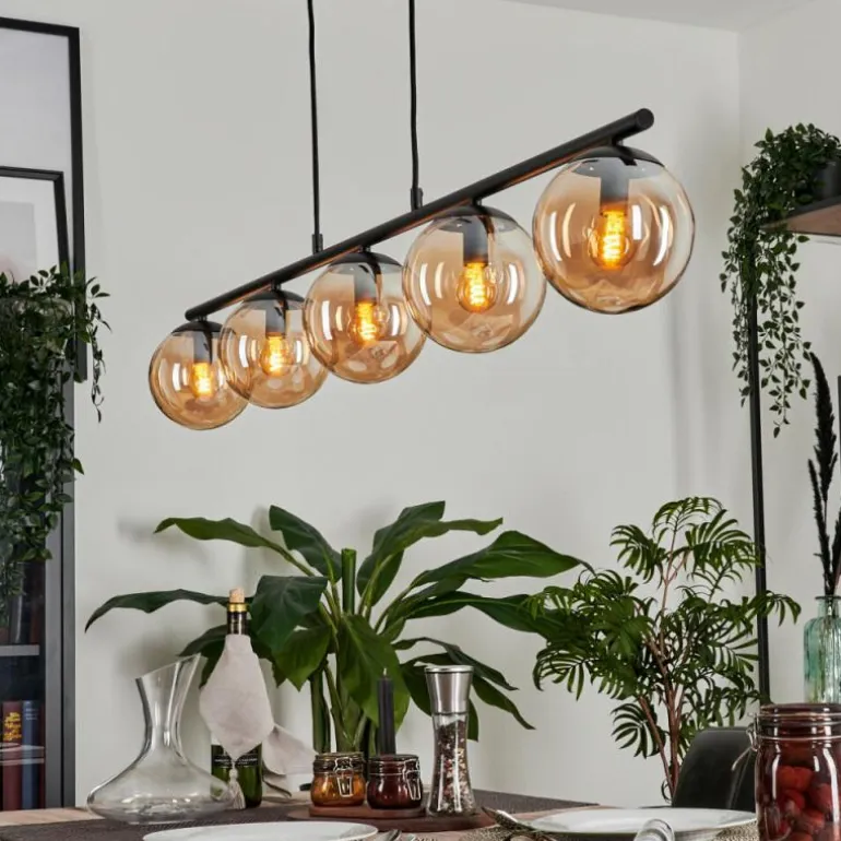 Suspension - Verre Gastor Ambre, 5 lumières