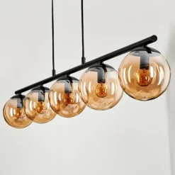 Suspension - Verre Gastor Ambre, 5 lumières