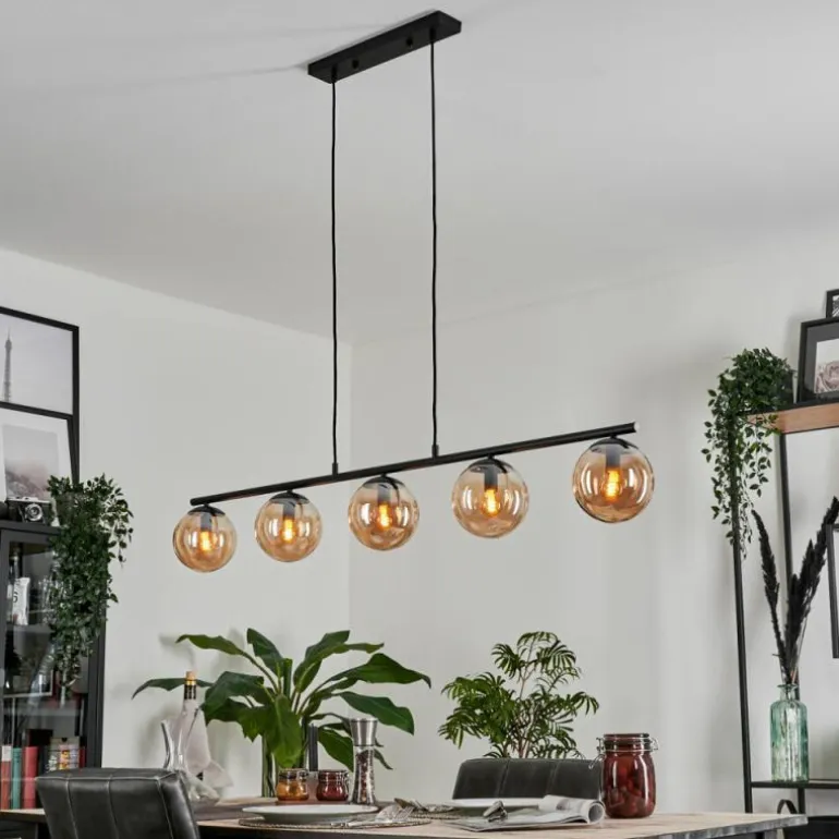 Suspension - Verre Gastor Ambre, 5 lumières